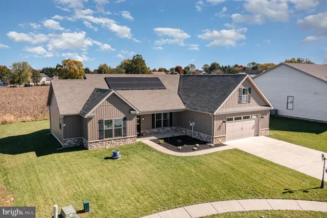 an aerial view of a swimming pool