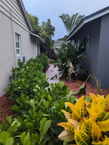 a view of a backyard with plants