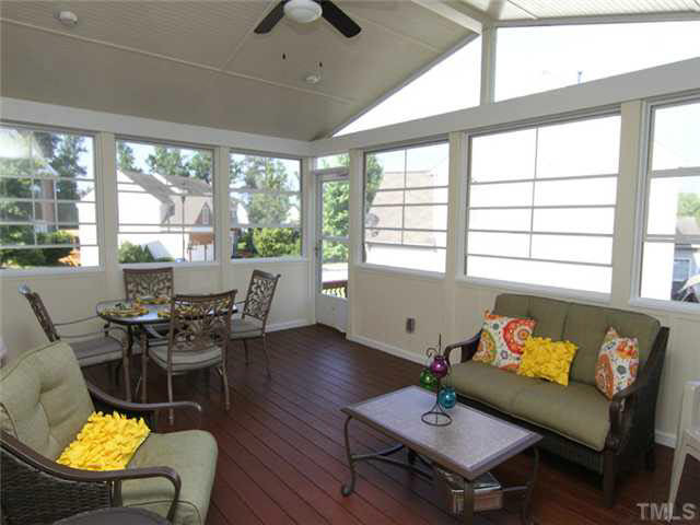 7601 Vista Del Rey Lane Raleigh, NC 27613 - Photo 12 of 24 We love our screened porches, don't we? This is more like a 3 Seasons room. Windows all around, and even an auxiliary unit to regulate the temperature! This will definitely be one of your favorite places! Screened Porch