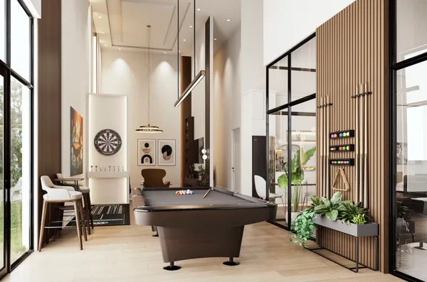 a kitchen with a refrigerator and window