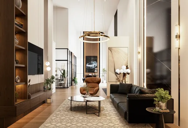 a living room with furniture and a flat screen tv