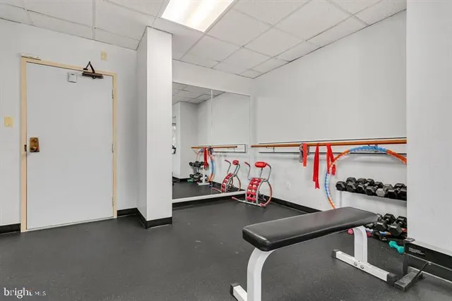 a room with gym equipment