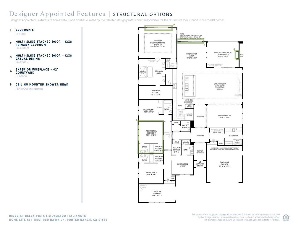 11901 Red Hawk Lane Porter Ranch, CA 91326 - Photo 3 of 8 Silverado Italianate - Homesite 61 - Ridge Collection at Bella Vista
Designer Appointed Features / Structural Options