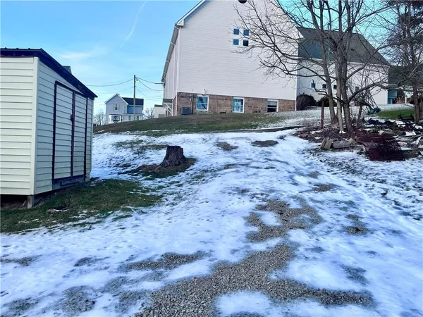 a view of yard with tree in the background