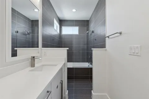 a bathroom with a bathtub