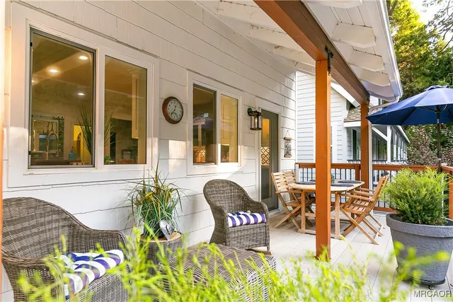 a view of outdoor seating space