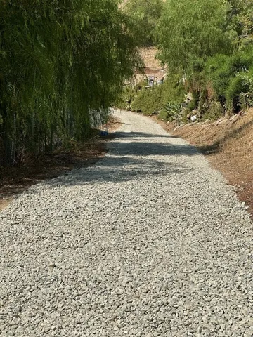 a view of a yard with a tree