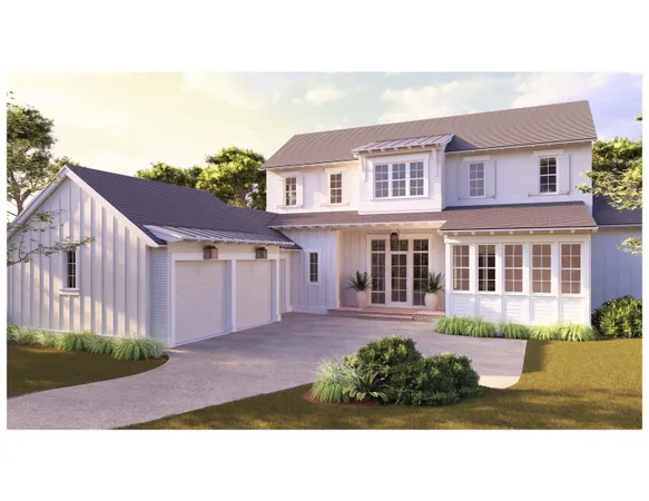 a house view with a garden space