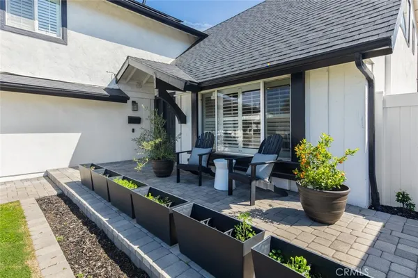 a potted plant sitting on the roof of a house