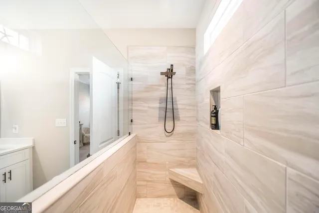 a bathroom with a shower
