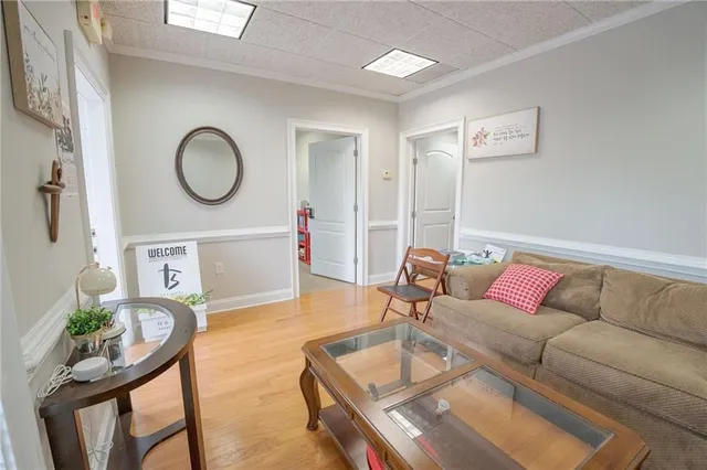 a living room with furniture