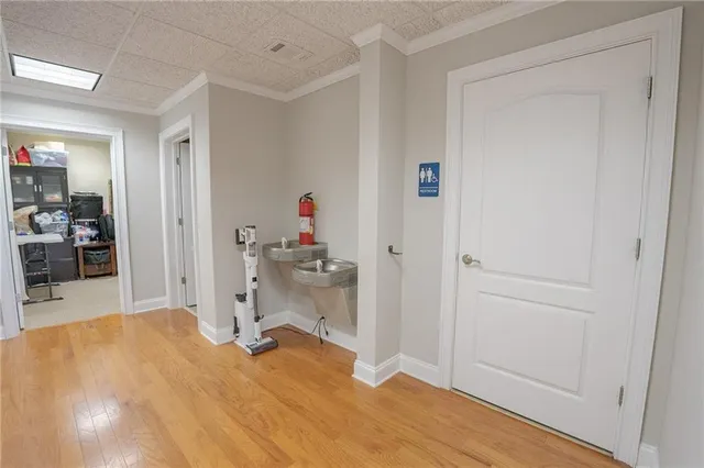 aerial view of an buildings with street