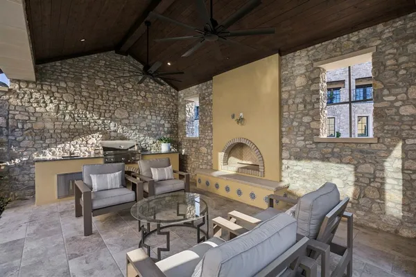 a outdoor space with furniture