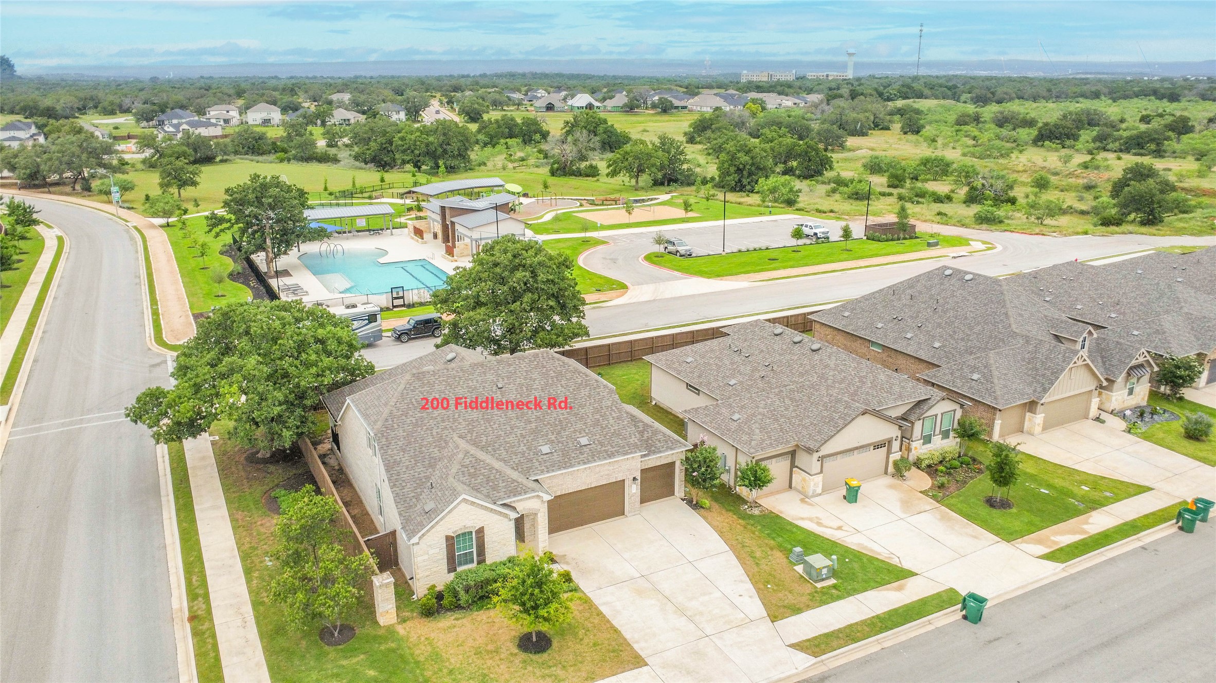 200 Fiddleneck Road Marble Falls, TX 78654 - Photo 32 of 37 an aerial view of residential house with outdoor space and swimming pool