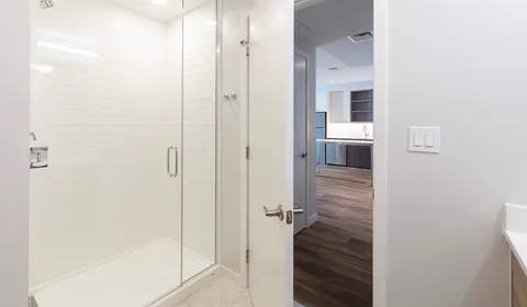 a bathroom with a shower