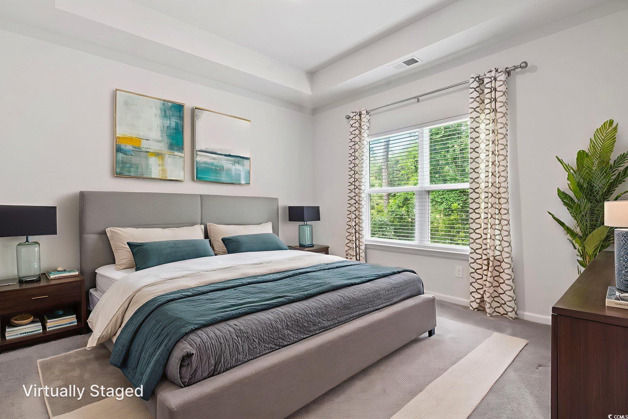 62 Sea Shell Drive, Unit 62 Murrells Inlet, SC 29576 - Photo 5 of 34 Bedroom with carpet flooring and a raised ceiling