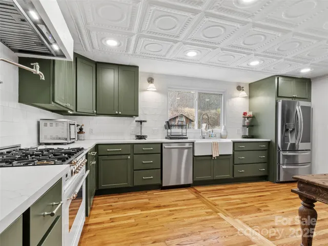 a room with a table and chairs