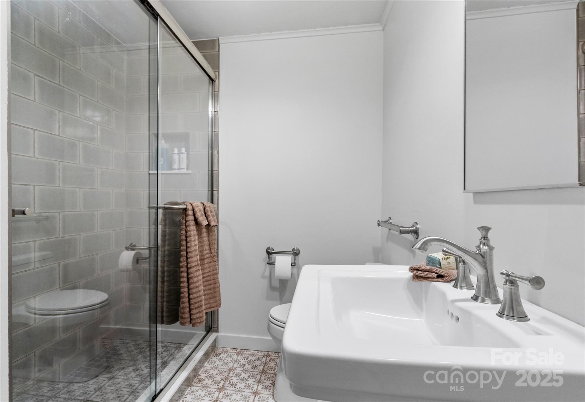 456 Windy Gap Road Mars Hill, NC 28754 - Photo 26 of 47 a bathroom with a sink a toilet and shower