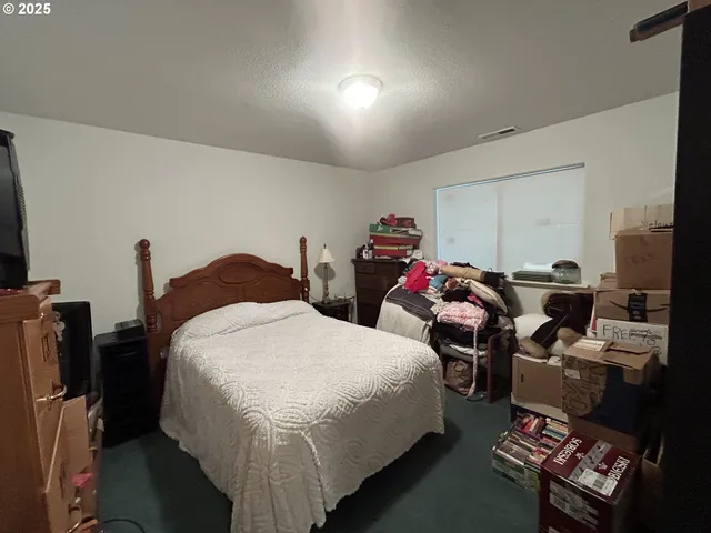 a bed room with two bed and a television