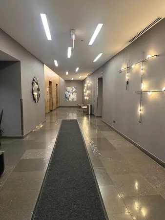 a view of a lobby with furniture