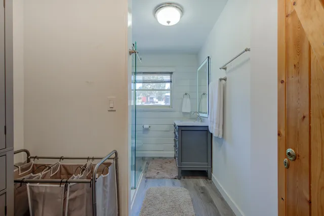 a view of walk in closet with window