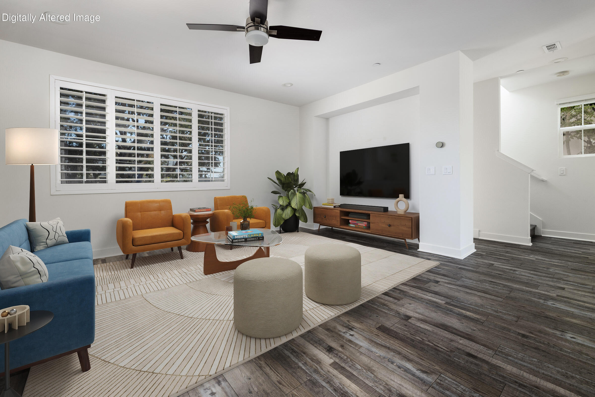 5685 Surfrider Way, Unit 105 Goleta, CA 93117 - Photo 15 of 29 Living Room to Stair - Virtually Staged