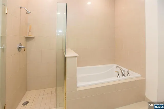 a bathroom with a bathtub