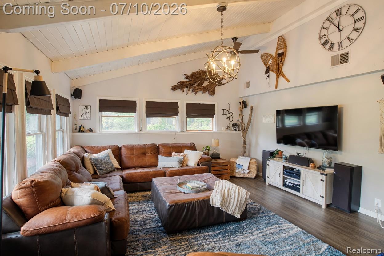 5278 Skelton Road Columbiaville, MI 48421 - Photo 30 of 64 Vaulted ceiling with exposed beams
