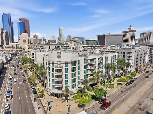 a large building with a city view