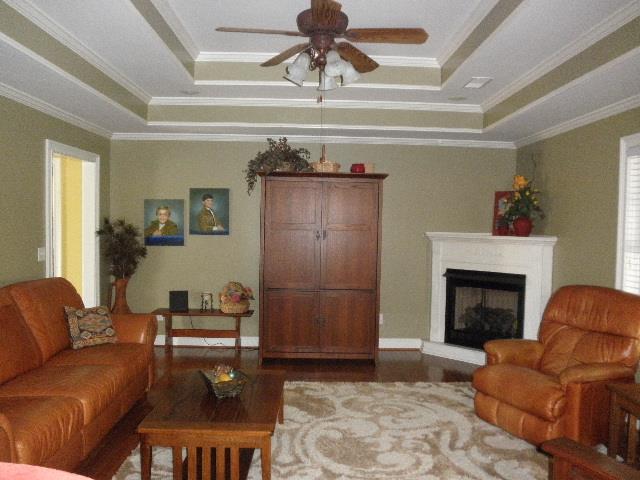 31 Lacy Road Fayetteville, TN 37334 - Photo 2 of 20 Living room features trey ceiling and fireplace.