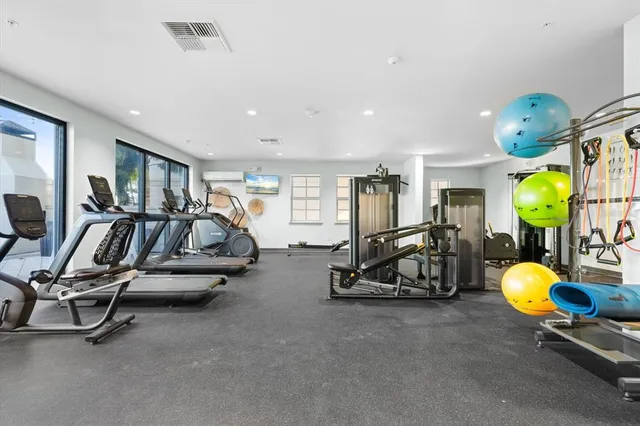 a view of a room with gym equipment