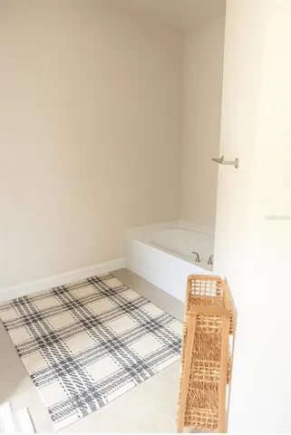 a bathroom with a bathtub