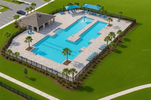 an aerial view of a house