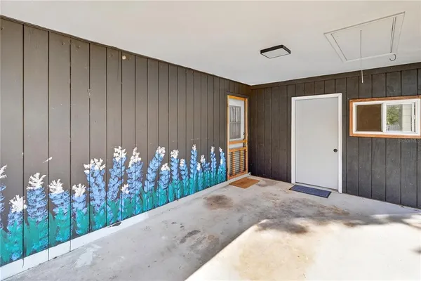 a view of a room with plants