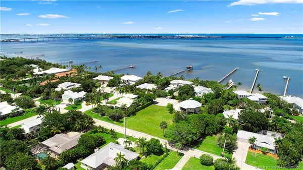 a view of a lake with a beach