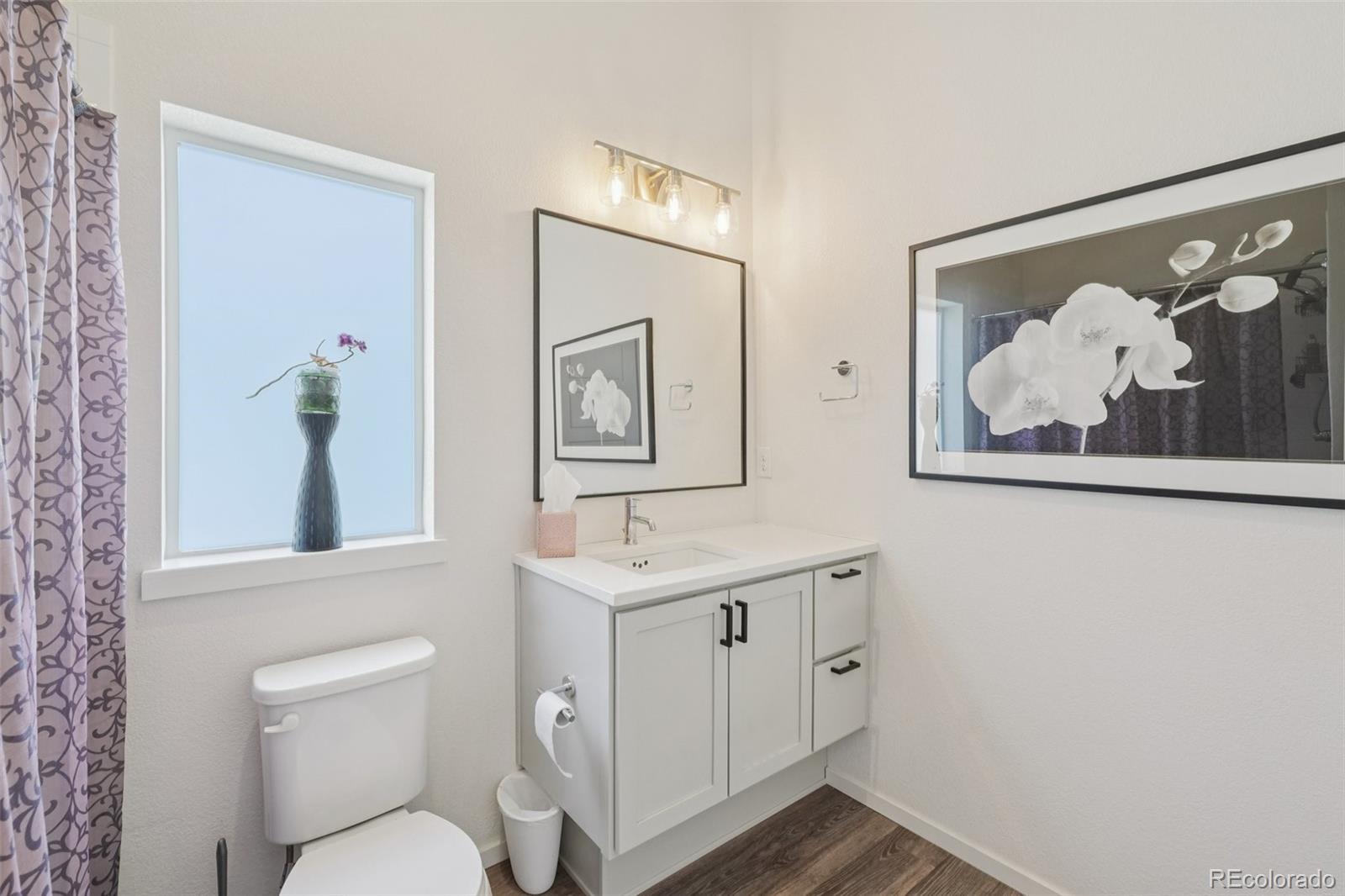 2005 West 66th Avenue Denver, CO 80221 - Photo 29 of 47 a bathroom with a toilet a sink and a mirror