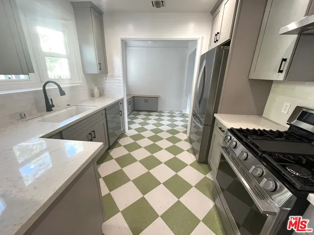 a view of a room with windows