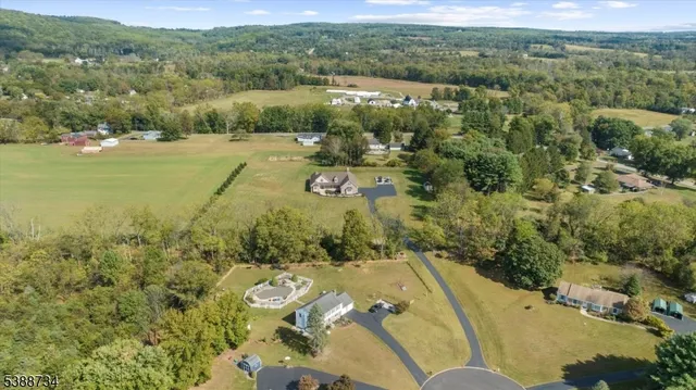 an aerial view of a houses with a yard