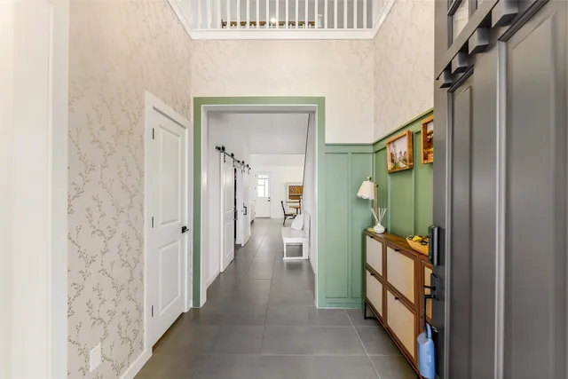 a view of a hallway with a elevator