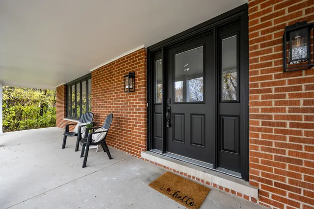 a living room with furniture and a couch