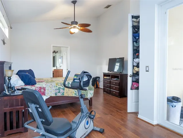 a view of a livingroom with furniture and wooden floor