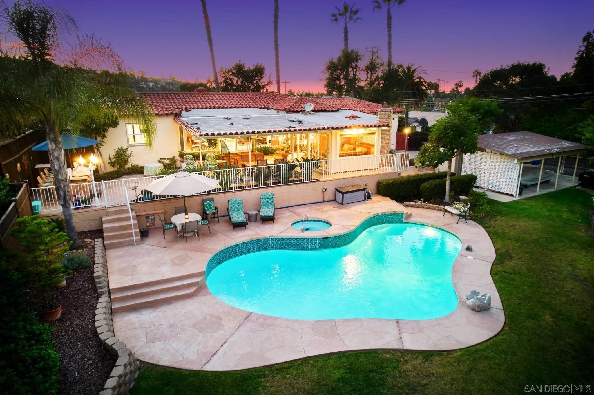 4437 Upland Street La Mesa, CA 91941 - Photo 22 of 24 an aerial view of a house with swimming pool and red chairs