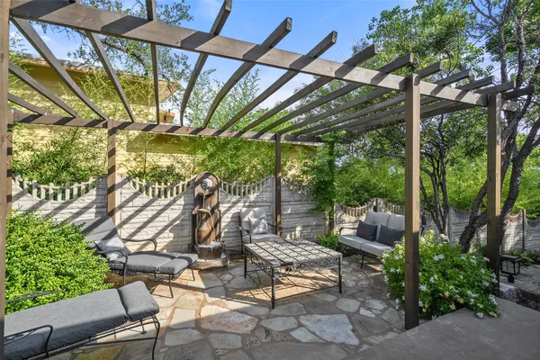 a view of outdoor space with seating area