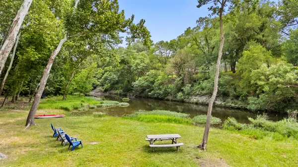 a view of a park with a tree