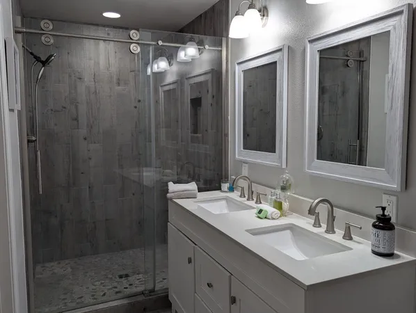 a bathroom with a shower