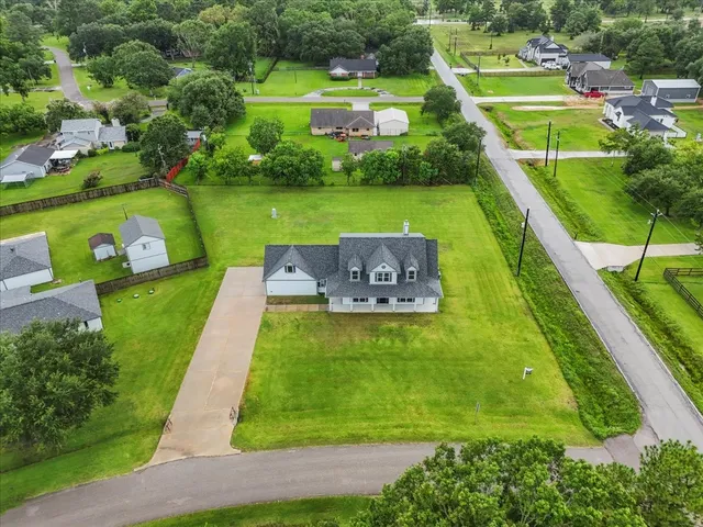 an aerial view of a house
