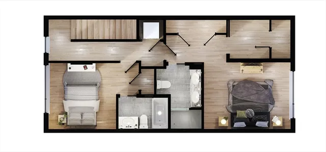 a black and white photo of a living room