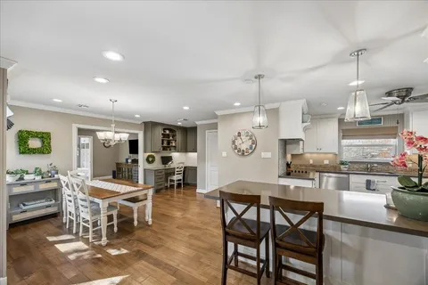 a view of a dining area with furniture