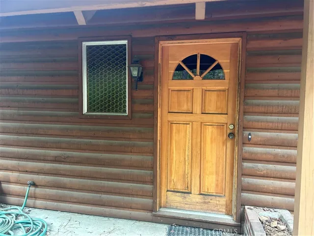 a front view of a house with a window