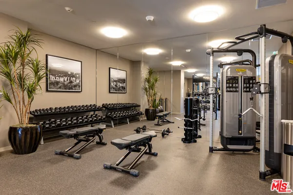 a view of a room with gym equipment